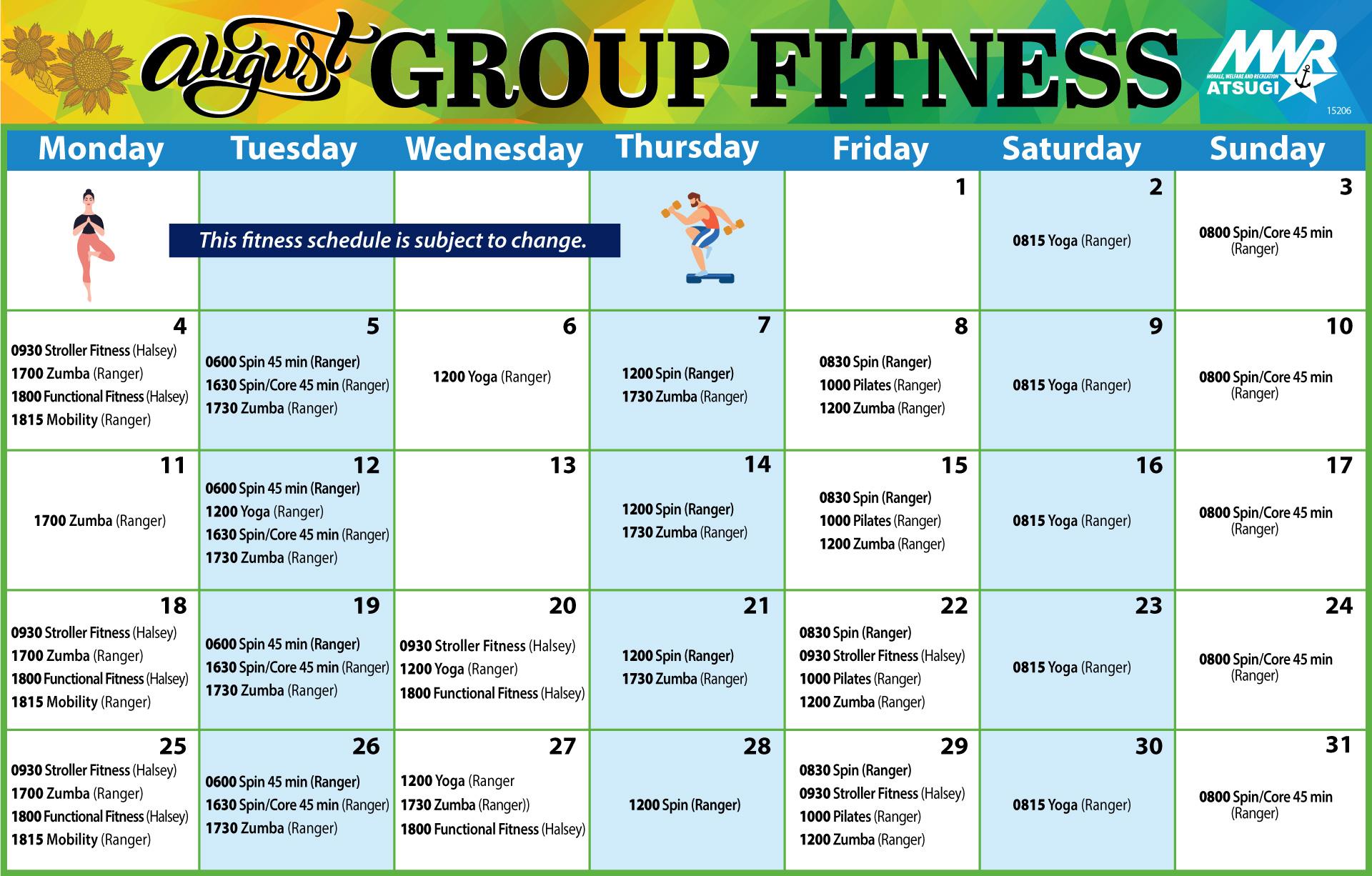 August Fitness Schedule