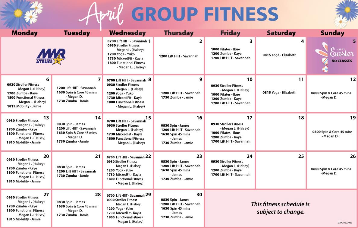 April Fitness Classes