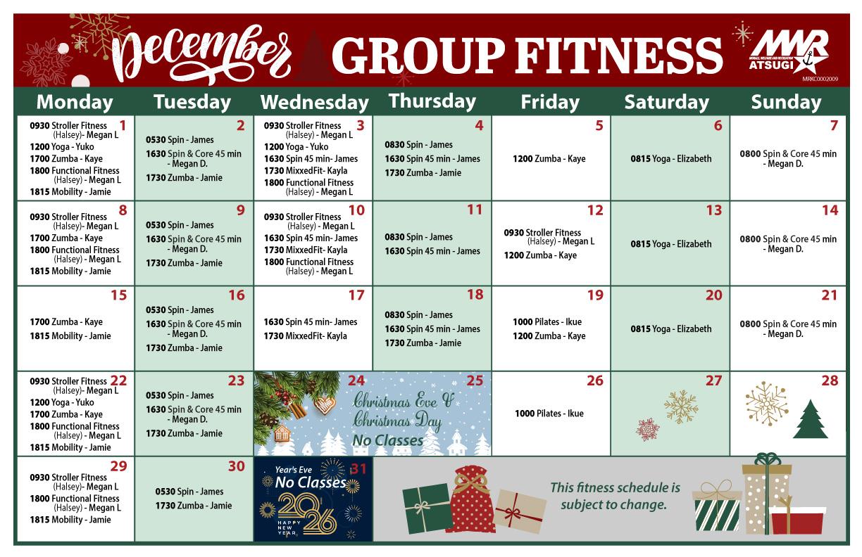 December Fitness Classes